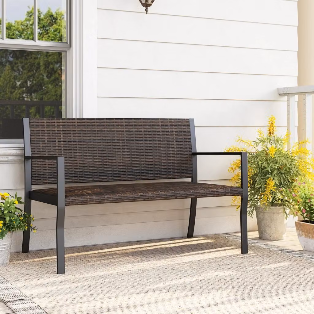 Panchina da giardino moderna DESIGN IN in rattan e metallo marrone con braccioli per 2 persone – 2