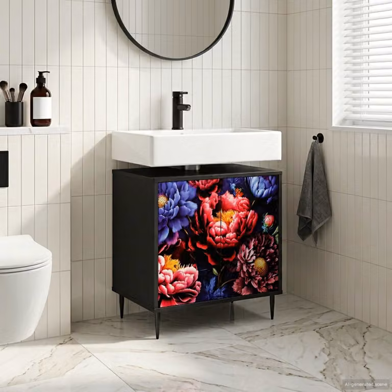 Mobile da bagno vidaXL KIEL moderno nero L: 60 cm, P: 40 cm, H: 61 cm
