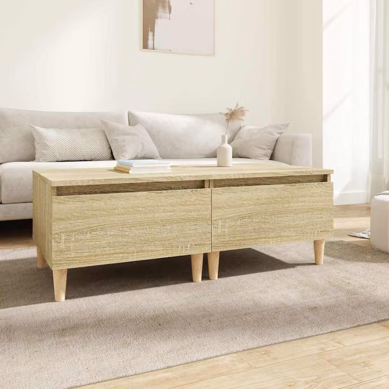Set di 2 tavolini vidaXL in legno multistrato color rovere sonoma, stile scandinavo, L/P/H: 50 x 46 x 35 cm