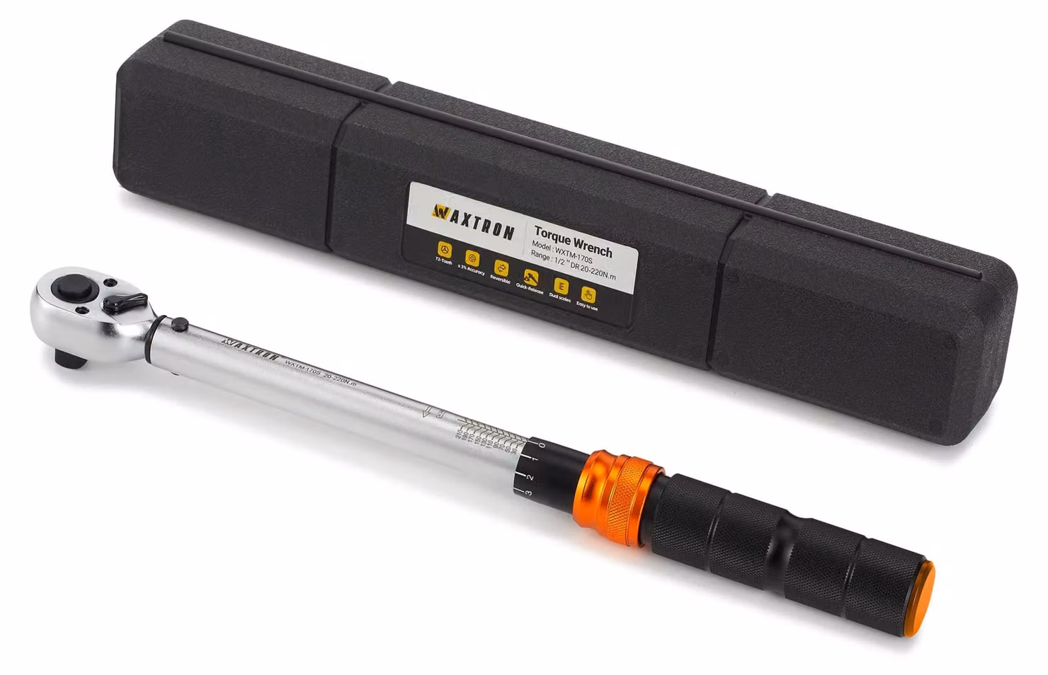 Chiave dinamometrica, da 20 a 220 Nm, con attacchi da 3/8" e 1/2", portata da 20 a 220 Nm