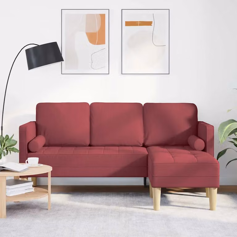 Set di divani angolari moderno vidaXL in tessuto rosso e beige, L/P/H: 173 x 131 x 67 cm