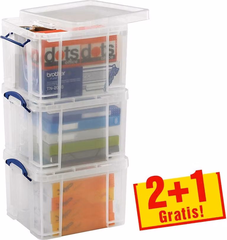 Really Useful Box 335CCB 2+1 scatole di stoccaggio GRATUITE 3x 35,0 l trasparenti