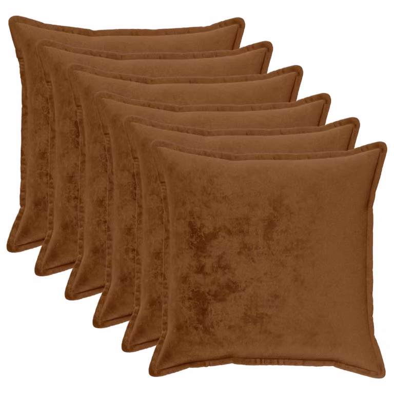 vidaXL Federa 6 pcs HOUTEN Marrone Chiaro 60 x 60 cm Flanella