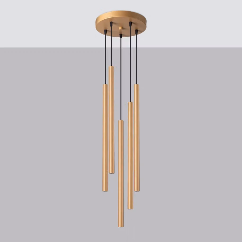 Lampada da soffitto moderna PATELO di Sollux Lighting in metallo oro e verde oceano con 5 luci – 2