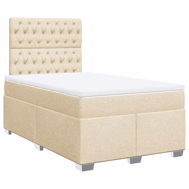 Giroletto a Molle con Materasso Crema 120x200 cm in Tessuto