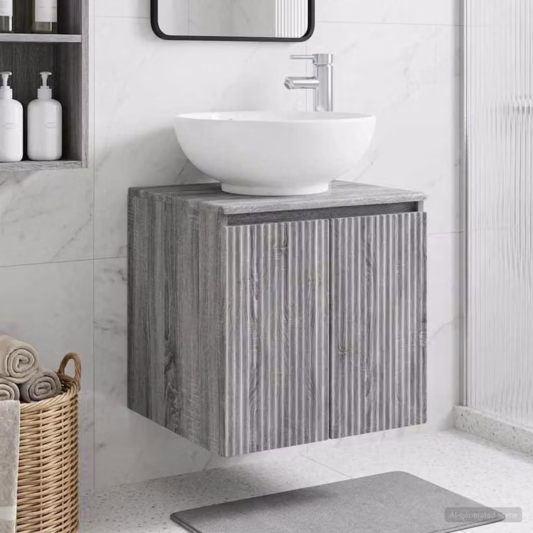 Mobile Lavabo da Parete vidaXL in Colore Grigio Sonoma, L: 49,5 cm, P: 44,5 cm, H: 65 cm