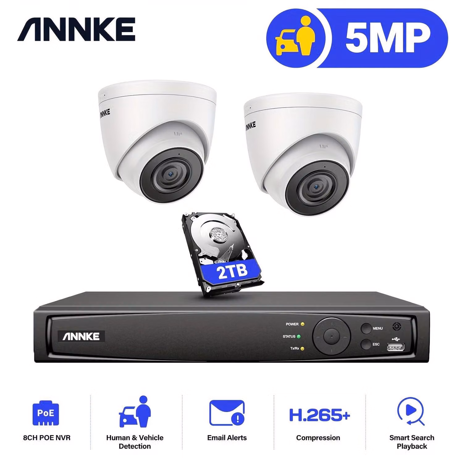Sistema di sicurezza con telecamera IP - Telecamera di sorveglianza - Telecamera CCTV - Telecamera di videosorveglianza - Kit telecamere