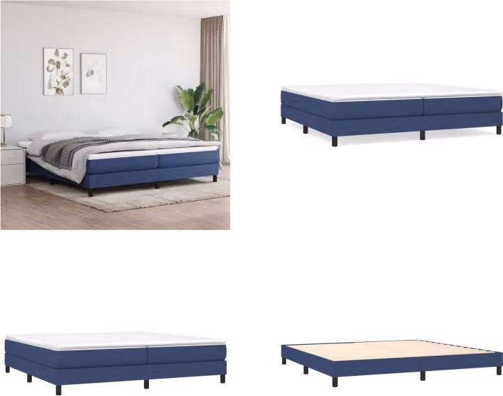 vidaXL Letto a molle blu 200x200 cm in tessuto - Letto a molle - Letti a molle - Letto - Mobili per la camera da letto
