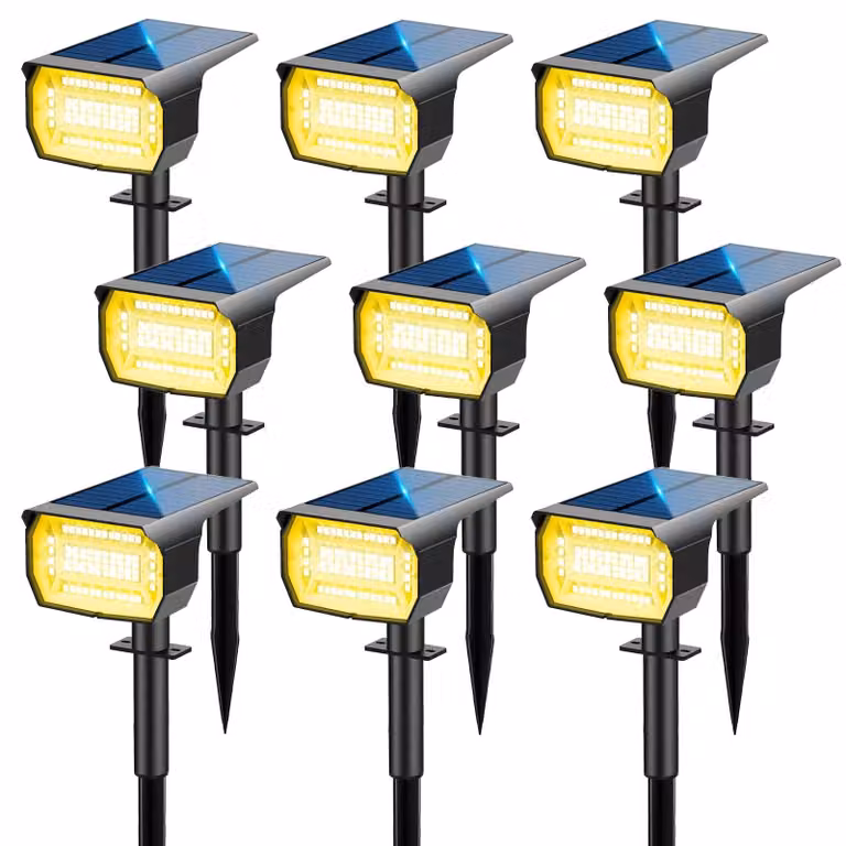 Set di 9 lampade solari con 72 LED, temperatura di colore 3000K, grado di protezione IP67, luce bianco caldo