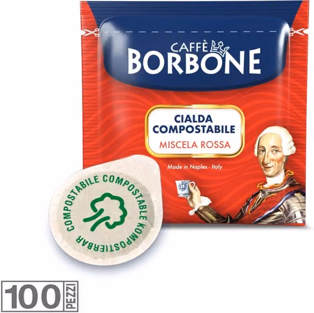 100 CIALDE CAFFE' BORBONE MISCELA ROSSA ESE 44 MM CARTA MONODOSE FILTRO GUSTO