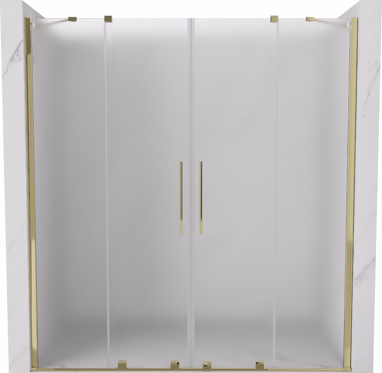 Mexen Velar Duo porta doccia scorrevole 200 cm, brina, oro - 871-200-000-32-50