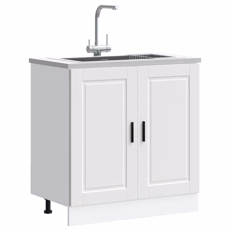Base lavello mobile vidaXL Bianco, design moderno in legno multistrato e MDF, L 80 cm x P 46 cm x H 81,5 cm