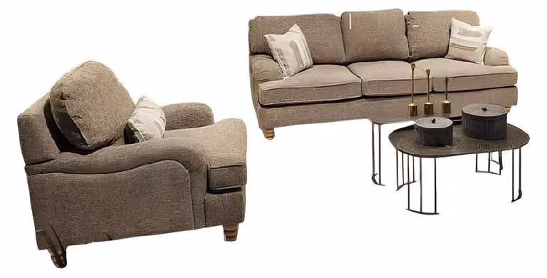 Stilvolles Wohnzimmer-Set aus 3-Sitzer und Sessel