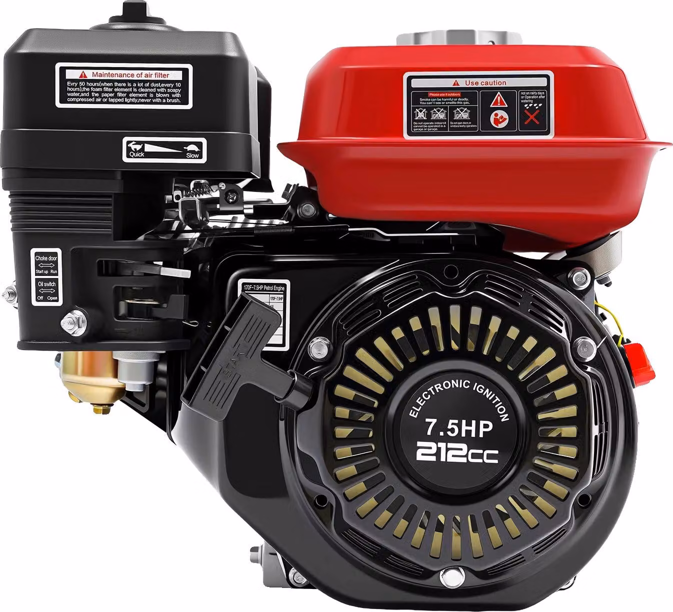 Motore a benzina, 4 kW di potenza, funzionamento silenzioso, colore nero