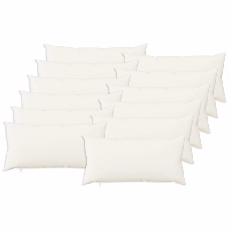 Set di 12 cuscini vidaXL HEERLEN bianchi in tessuto con rivestimento lavabile e rimovibile, forma rettangolare, L/P/H: 80 x 40 x 40 cm
