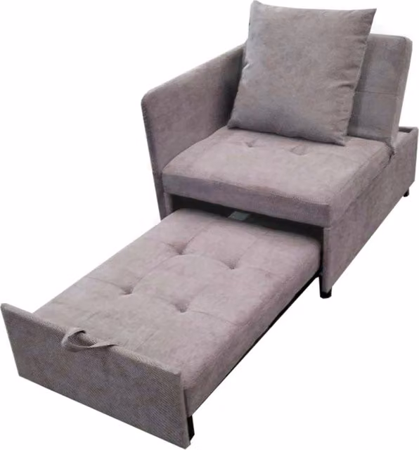 Divano letto singolo 3 in 1 con schienale regolabile a 5 posizioni; grigio