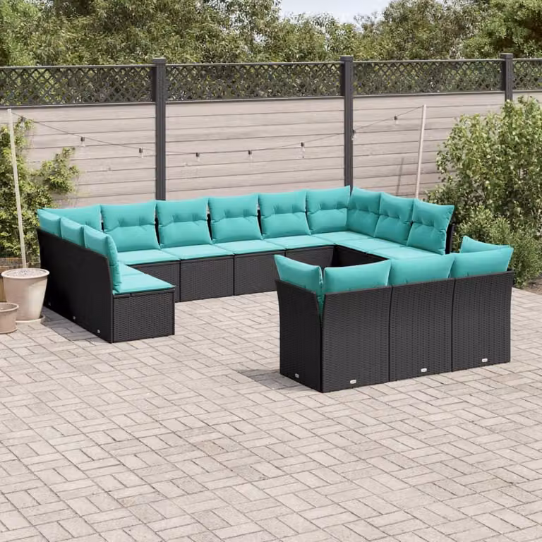 Maison Exclusive - Set da giardino 13 pezzi con cuscini, polyrattan nero