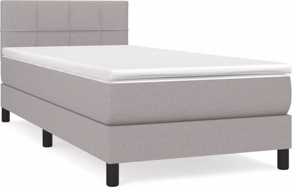 Giroletto a Molle con Materasso Grigio Chiaro100x200 cm Tessuto