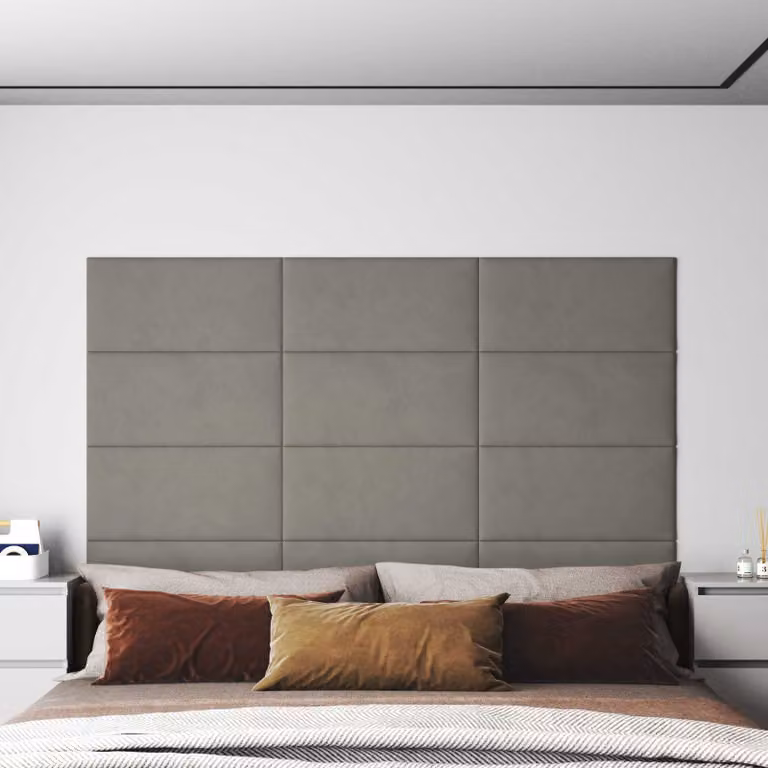 vidaXL Testiera da Parete Imbottita in Velluto Grigio, Set di 12 Pannelli Moderni