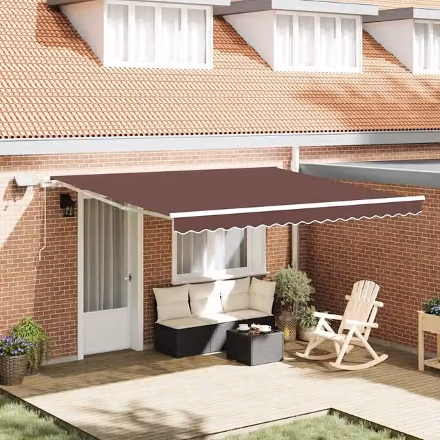 Tenda da Sole Retrattile Manuale con LED Marrone 400x300 cm 3215379