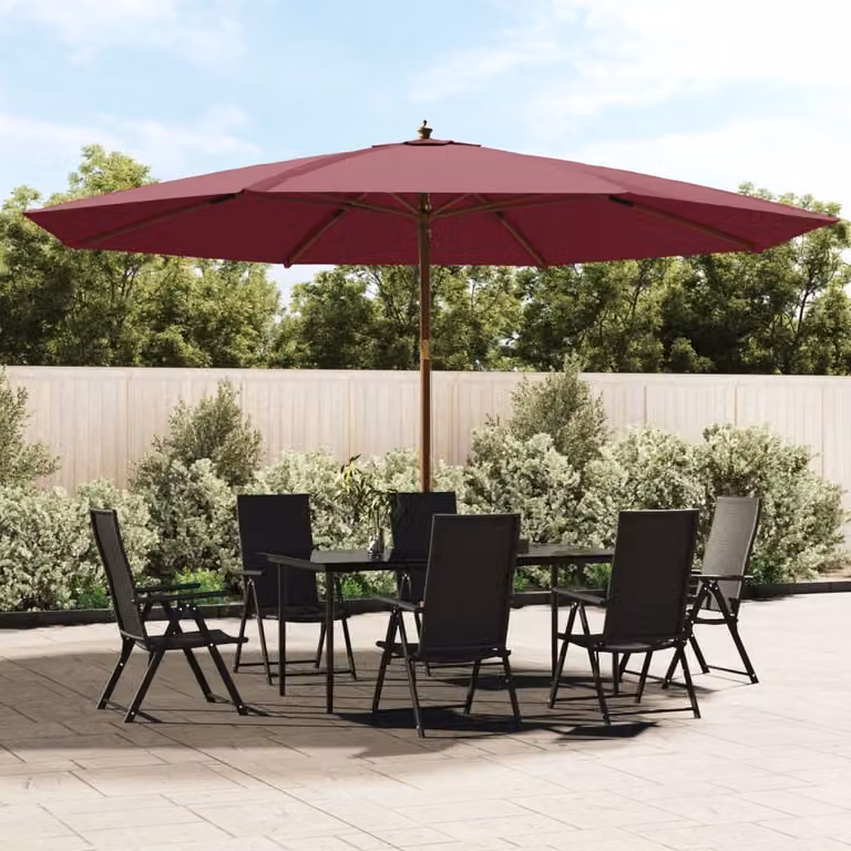 The Living Store Ombrellone con palo in legno rosso Bordeaux 400x273 cm