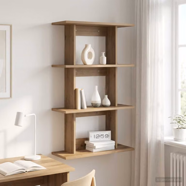 Scaffale da parete moderno vidaXL in legno color marrone L: 56 cm, P: 20 cm, H: 90 cm
