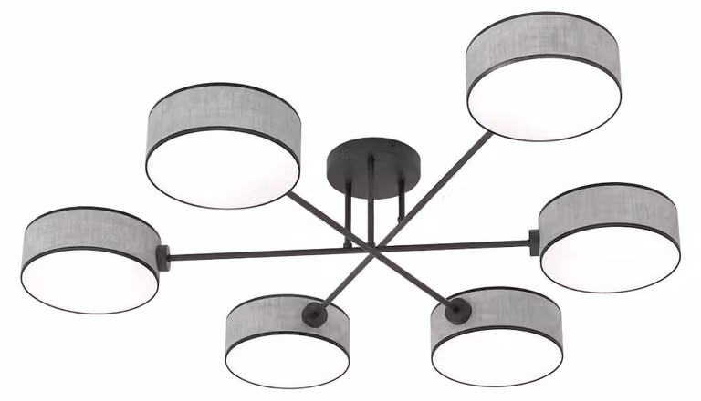 Lampada a sospensione MAGA nero-grigio 6xE14x15W in tessuto, dimensioni: 22x105x86 cm, IP20, Emibig