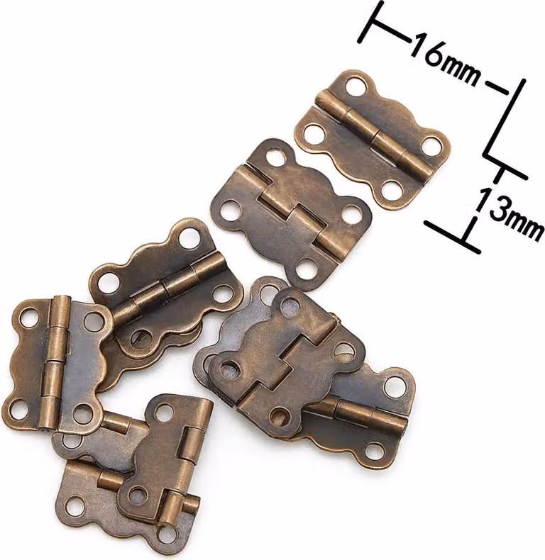 Set di 40 cerniere piccole, colore bronzo (16x13 mm)