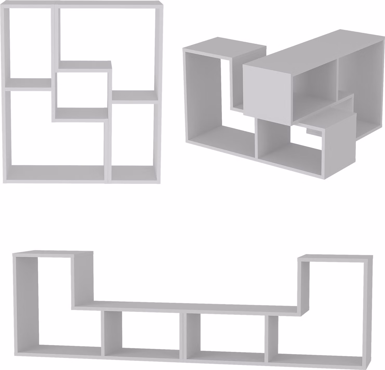 Set di mobili modulari 'Hustersurd' DIY 2 pezzi TV stand scaffale tavolino bianco