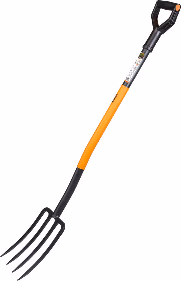 BradasKT-V2031 Forca per vangare Bradas, lunghezza 1.250 mm, 4 rebbi, nero/arancio