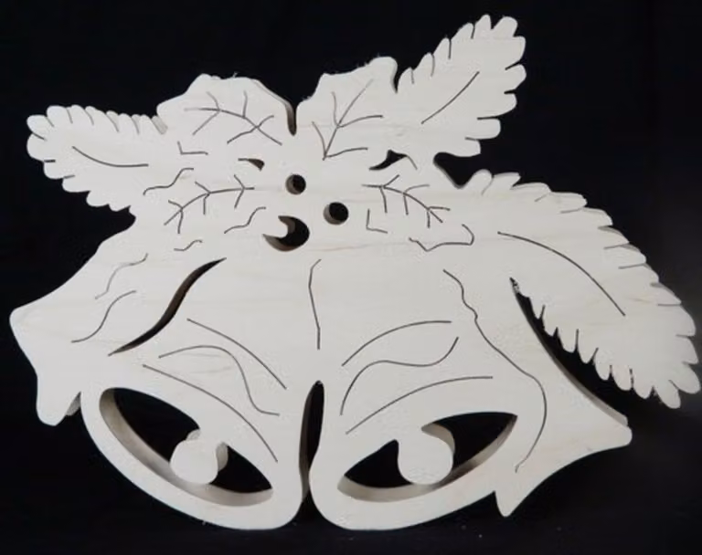 Decorazione per finestra con coppia di campane e illuminazione. Dimensioni: 35x26x4 cm. Nuova