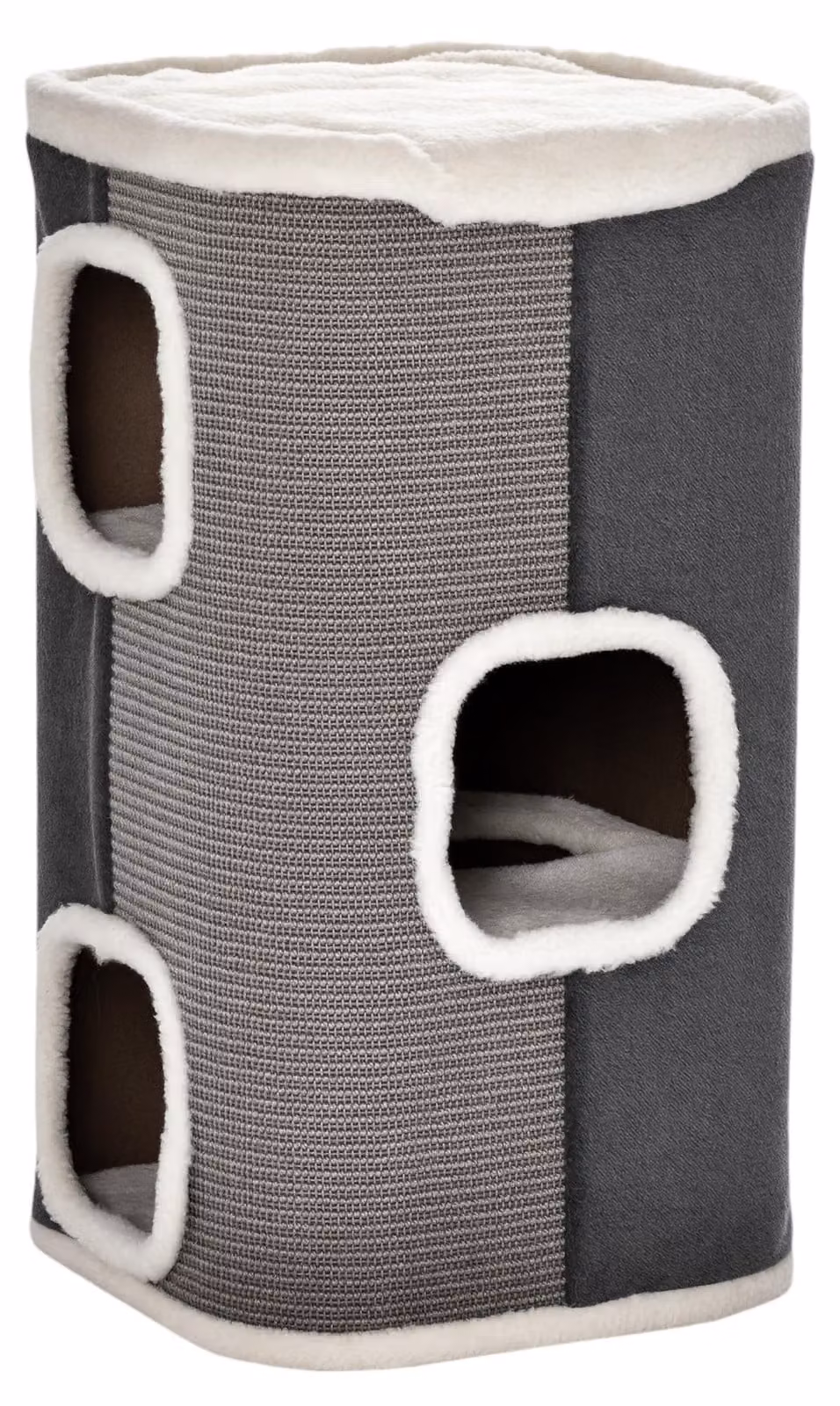 PawHut Tiragraffi a colonna per gatti Tiragraffi a 3 livelli Mobili per animali domestici Grigio+Bianco