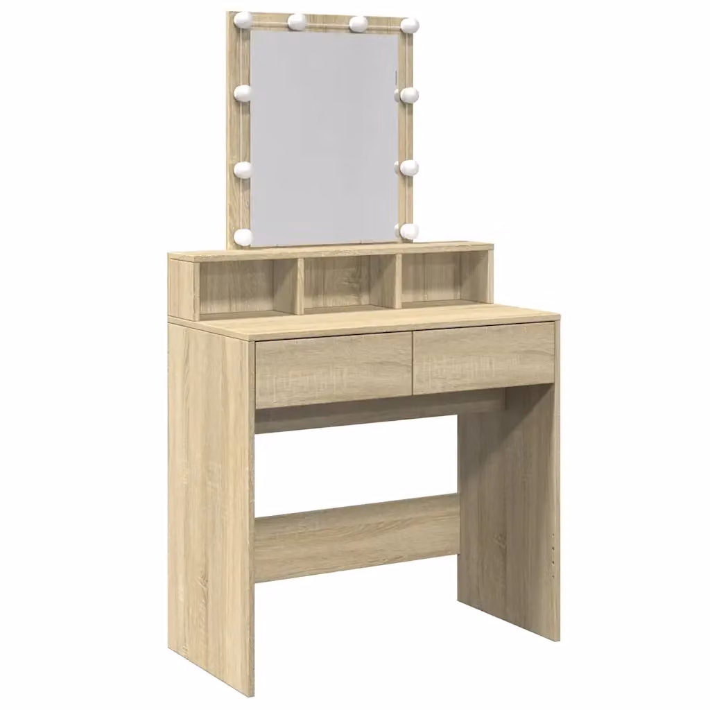 Toeletta moderna con LED vidaXL in Rovere Sonoma, L: 80 cm, P: 41 cm, H: 144,5 cm – 2