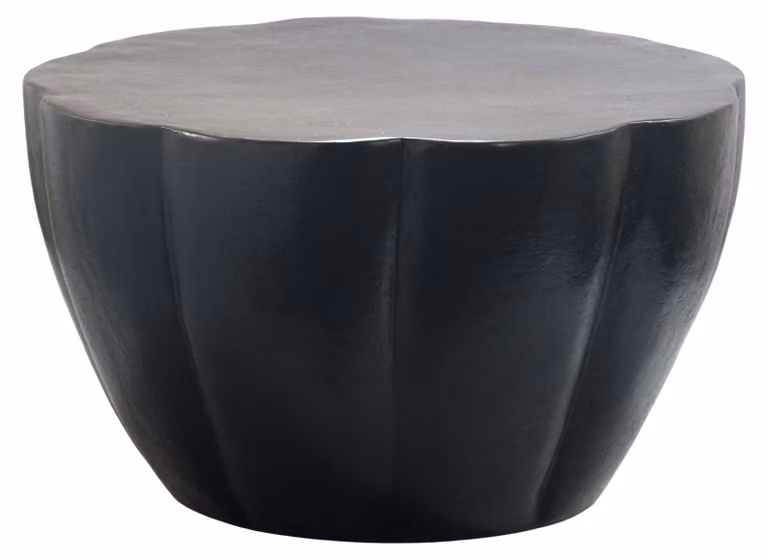 Tavolino da salotto WOHNLING, alluminio, 60 cm, forma a fiore, nero. Tavolino rotondo per il soggiorno, tavolino da divano, tavolino moderno per il salotto, tavolino ausiliario, prodotto artigianale
