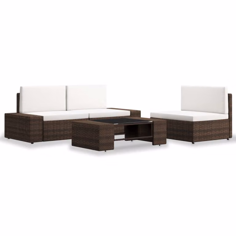 Maison Exclusive - Set da giardino da 4 pezzi in polyrattan marrone