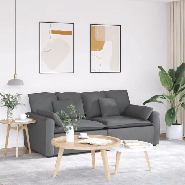 Divano Modulare con Cuscini Grigio Scuro 3321118