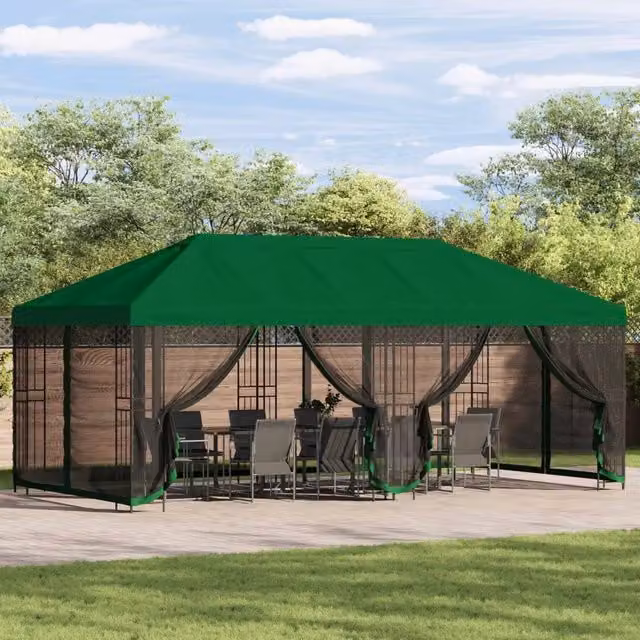 Gazebo da giardino 6 x 3 m Verde Poliestere e Acciaio 190 gsm 3375986