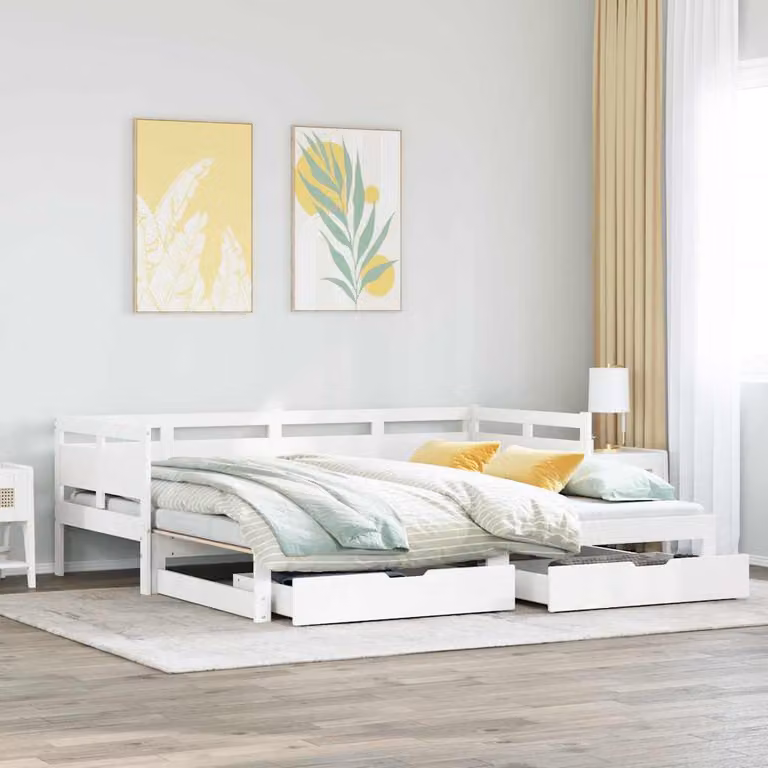 Letto estraibile con cassetti vidaXL in legno di pino bianco L 200 x P 80 x H 66 cm