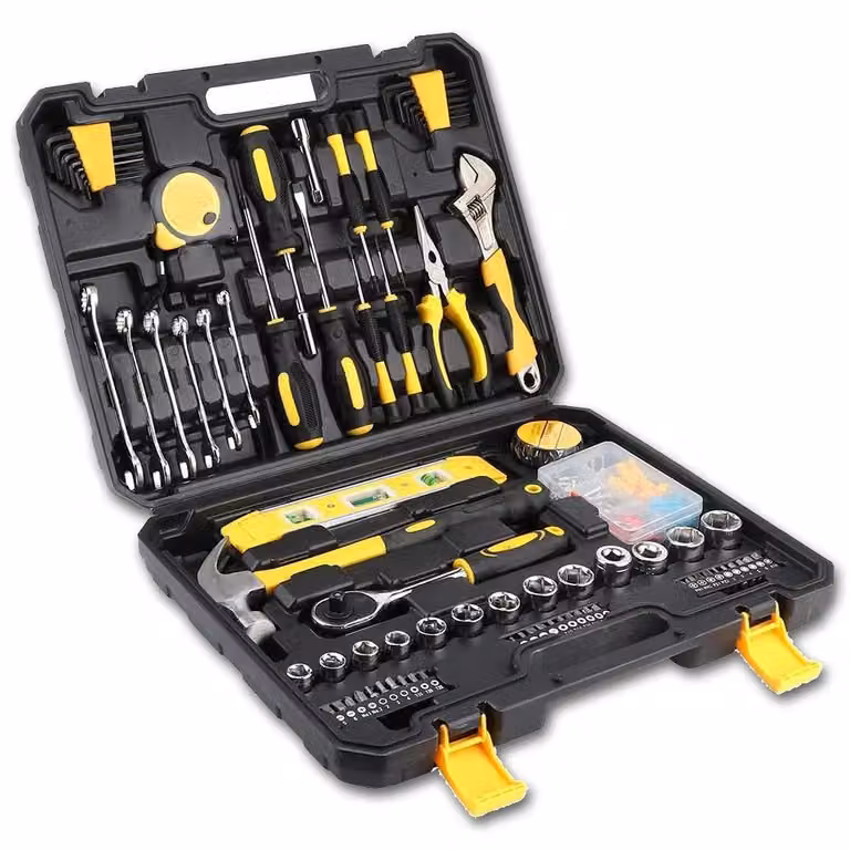 Set di utensili da 140 pezzi - Set di chiavi a bussola e cacciaviti - Acciaio al carbonio - Per riparazioni automobilistiche e domestiche - In valigetta porta attrezzi - Nero