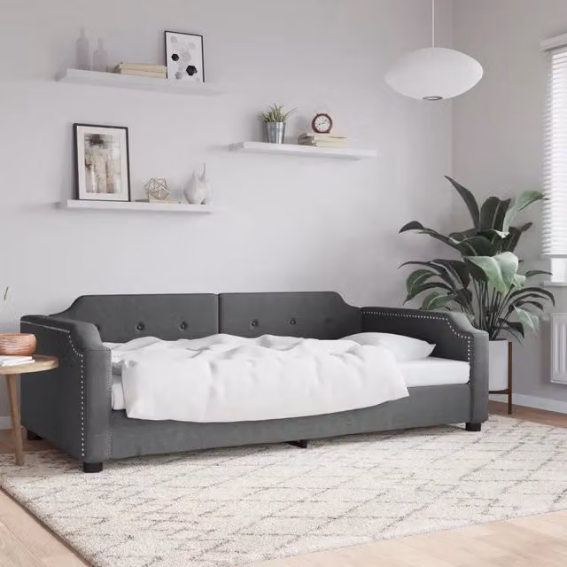 Letto da giorno moderno vidaXL in tessuto grigio con struttura in legno e metallo – 1