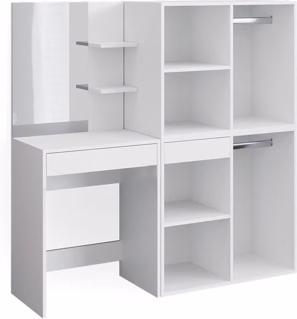 Tavolo da toeletta Isabelle Bianco 140 cm con specchio e 2 mobili aggiuntivi Vicco