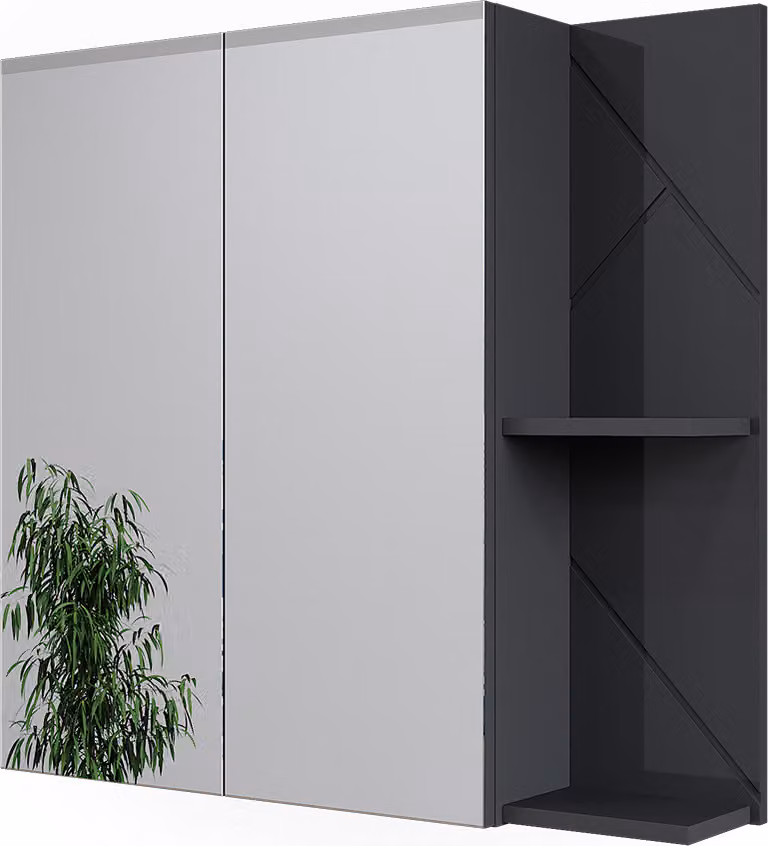 Mobile a specchio per bagno Vicco Irma Antracite lucido/antracite 80 x 75 cm, Model 52079