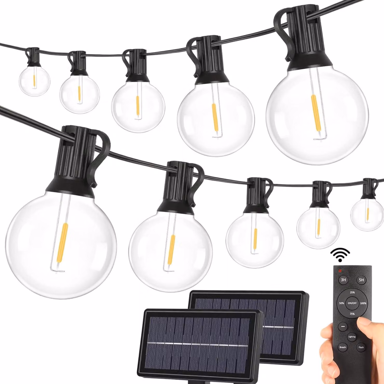 Catena luminosa a LED, lunghezza 7,5 metri, con 50 lampadine a luce calda, grado di protezione IP65 (resistente agli agenti atmosferici), alimentazione a spina