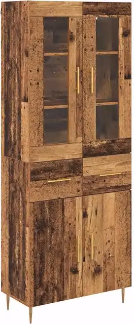 Credenza con cassetto 2 pz | Madia | Buffet da pranzo | Armadio da pranzo Legno vecchio Legno multistrato