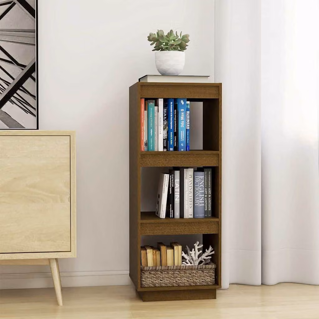 Libreria e Divisorio vidaXL in Legno Massello di Pino, Colore Ambra, L: 103 cm, P: 35 cm, H: 40 cm