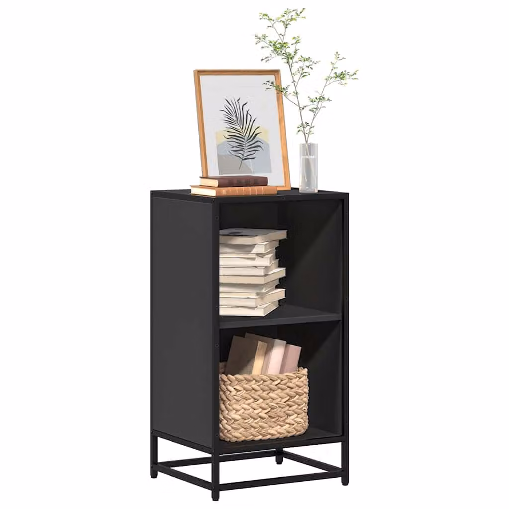 Libreria Industrial vidaXL in Legno e Metallo Nera con Pannello Posteriore L: 40 cm, P: 35 cm, H: 76 cm
