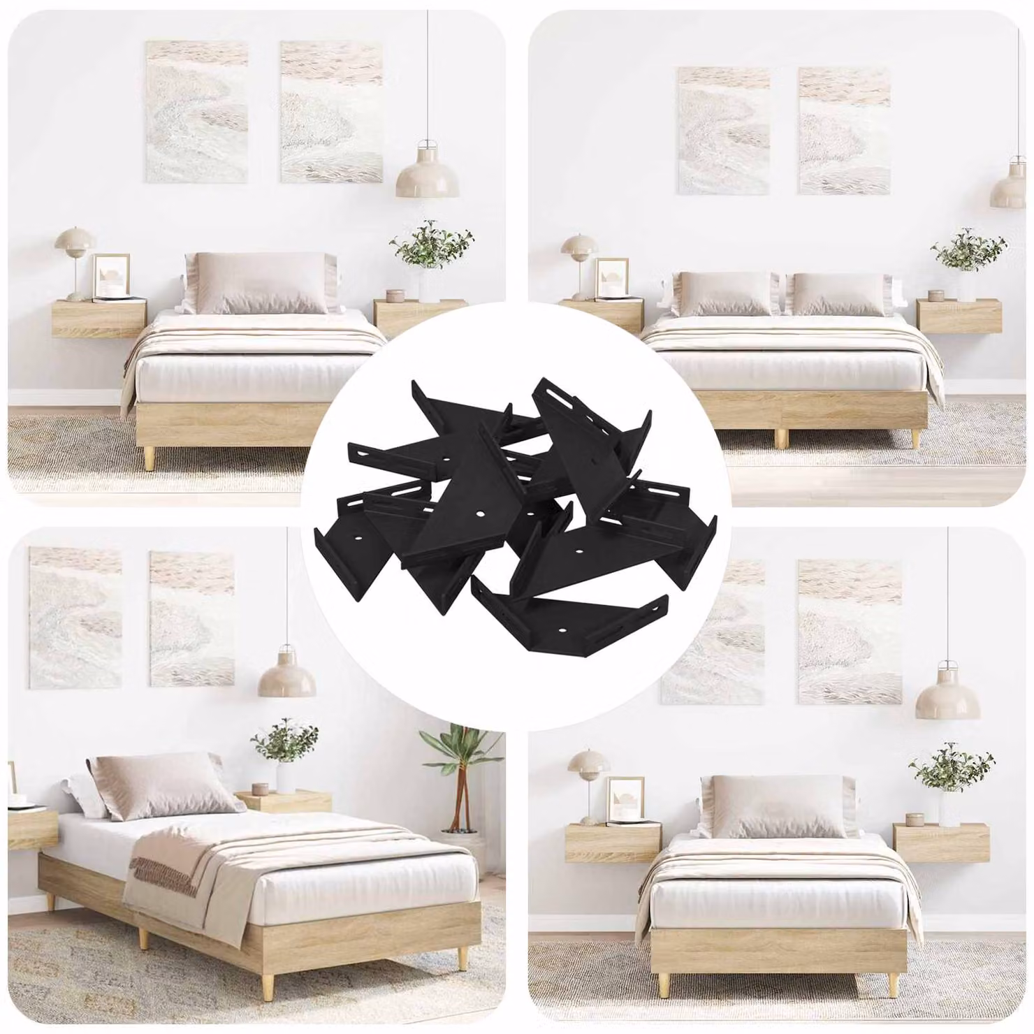 Staffa angolare vidaXL in ferro nero, confezione da 12 pezzi, L/P/H: 13,85 x 5,05 x 1,6 cm