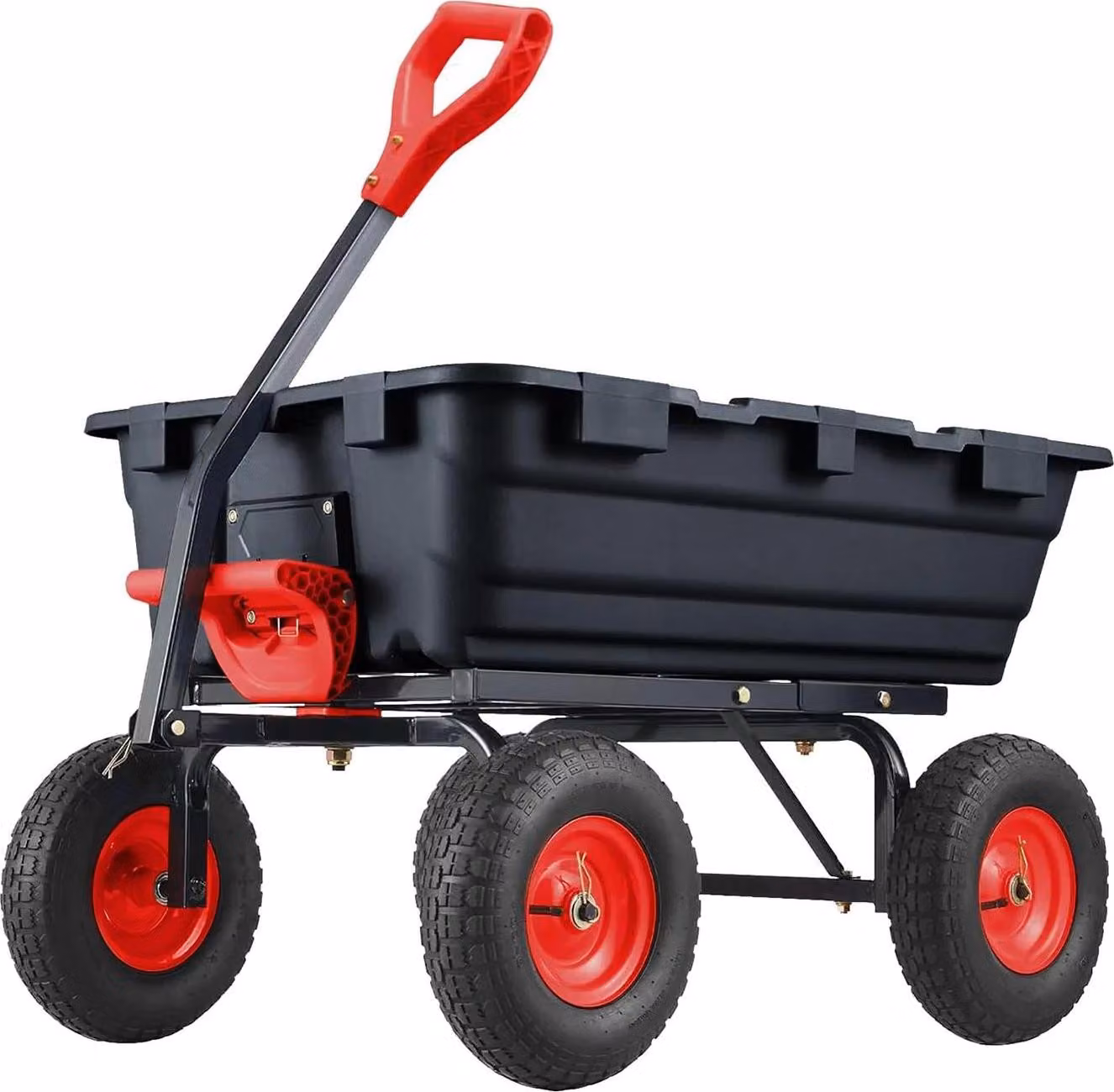 Carrello da giardino - Carrello ribaltabile - Carriola - Vasca in polietilene - Telaio in acciaio - Funzione ribaltabile - Manico convertibile 2 in 1 - Trasporto sicuro - Colore argento