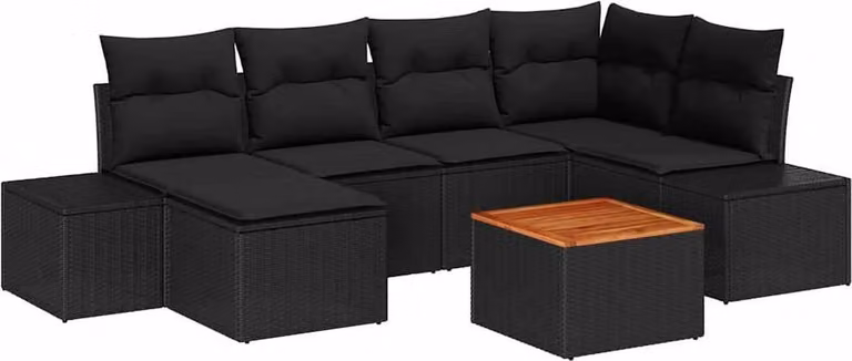 Set Divano da Giardino 7 pcs Nero