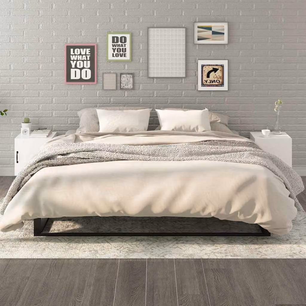 Set di 2 comodini sospesi vidaXL bianchi in legno e metallo per camera da letto